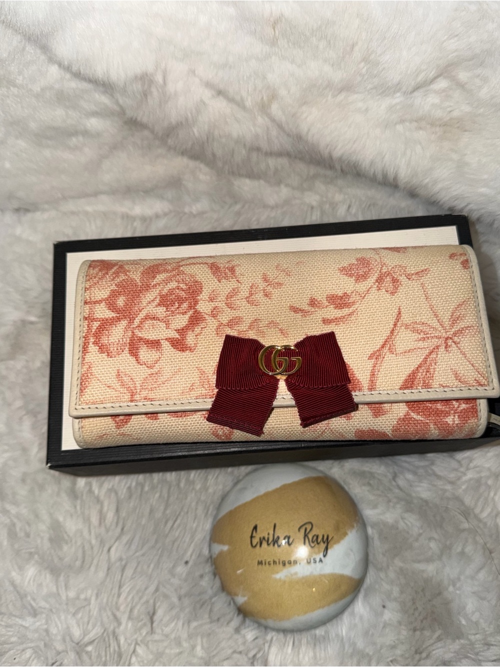 Gucci Cream Floral Canvas Harbourium Long Wallet